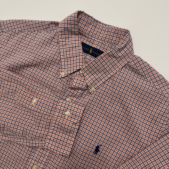 Ralph Lauren Other - Ralph Lauren Button Down Shirt Mens L Orange Blue Gingham Check Excellent Pony